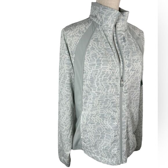 Athleta Run With It Grey Verve Horizon Print Lightweight Zip Front Jacket - Picture 5 of 8